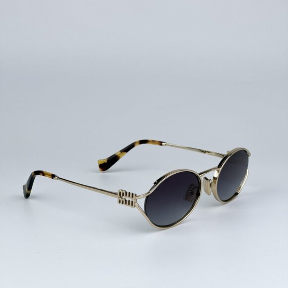 Miu Miu MU52YS ZVN5D1 BRAND NEW Sunglasses Pale Gold Grey Gradient Oval main image 5